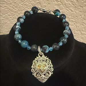 💙🆕💙Brighton Sacred Heart Blue Beaded Bracelet NWT $72